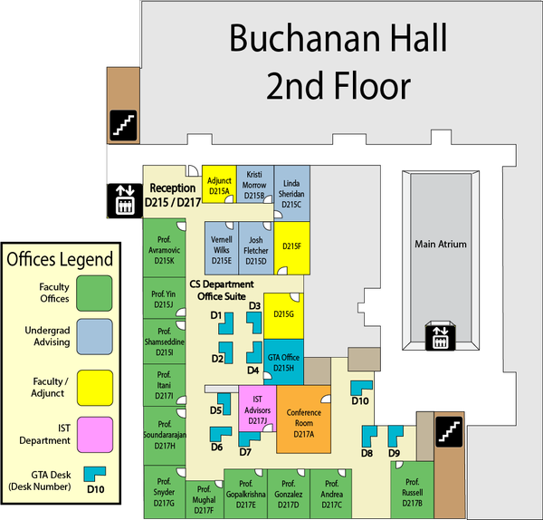 Map of Buchanan Hall CS Space